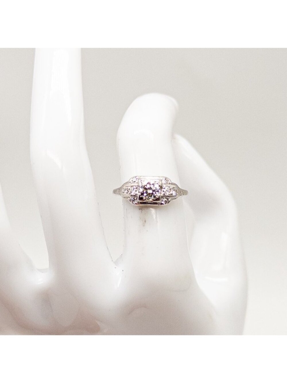 Beautiful Antique 1923 Signed .50ct VS G Old Euro Diamond Platinum Ring